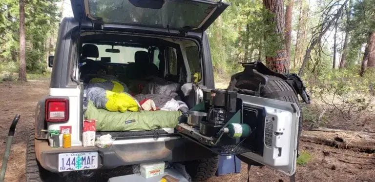 Jeep Wrangler car camping.