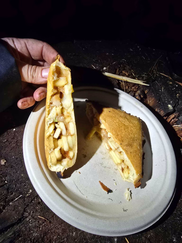 Apple Pie reveal on a white paper plate.