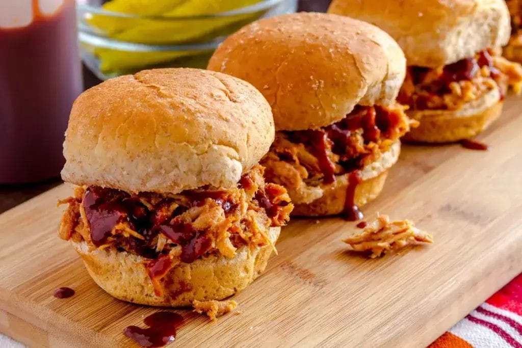 Two BBQ pulled pork sliders.