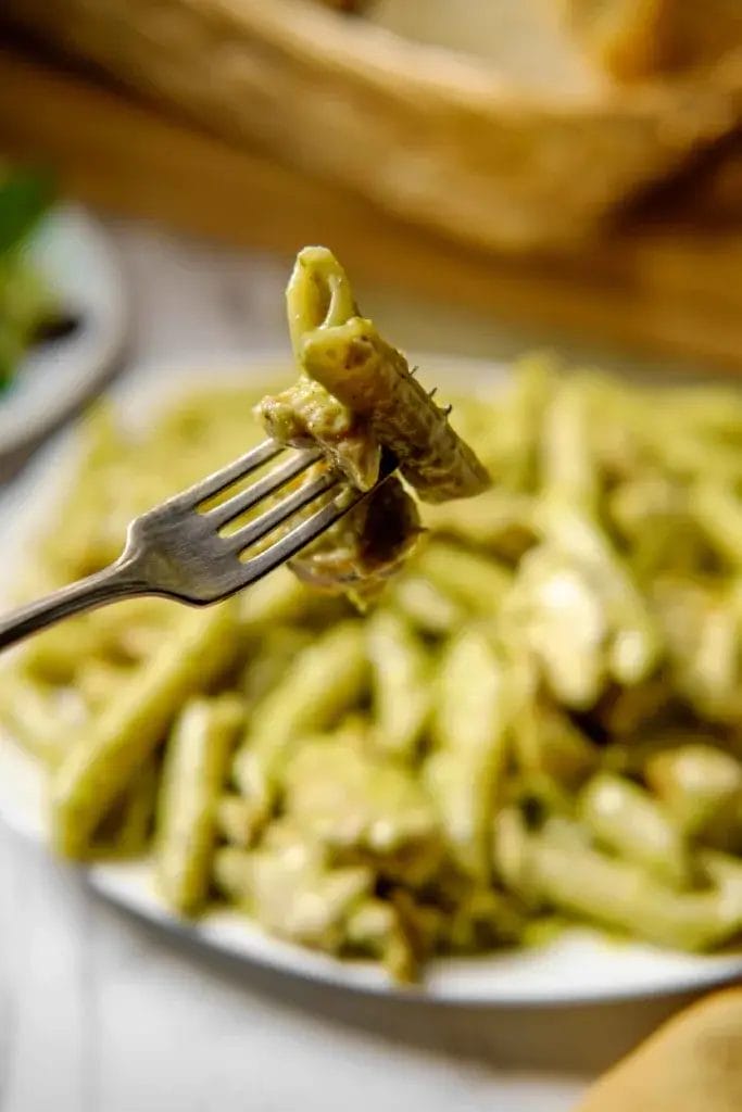Pesto pasta salad.