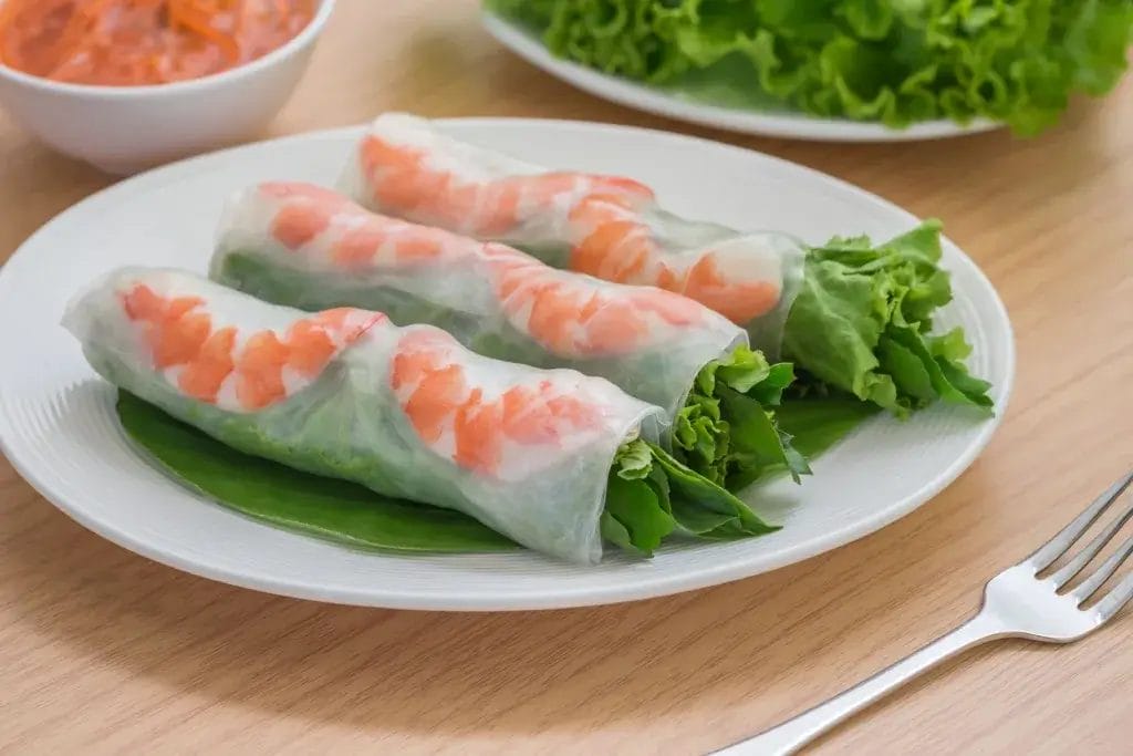 Shrimp roll with veggies.